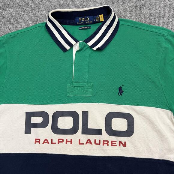 Polo Ralph Lauren Shirt Mens Large Custom Slim Fit Rugby Big Pony Polo - Picture 1 of 8